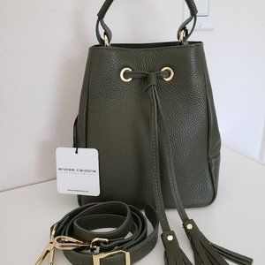 Ladies Small Leather Purse - Army Green color - Made in Italy